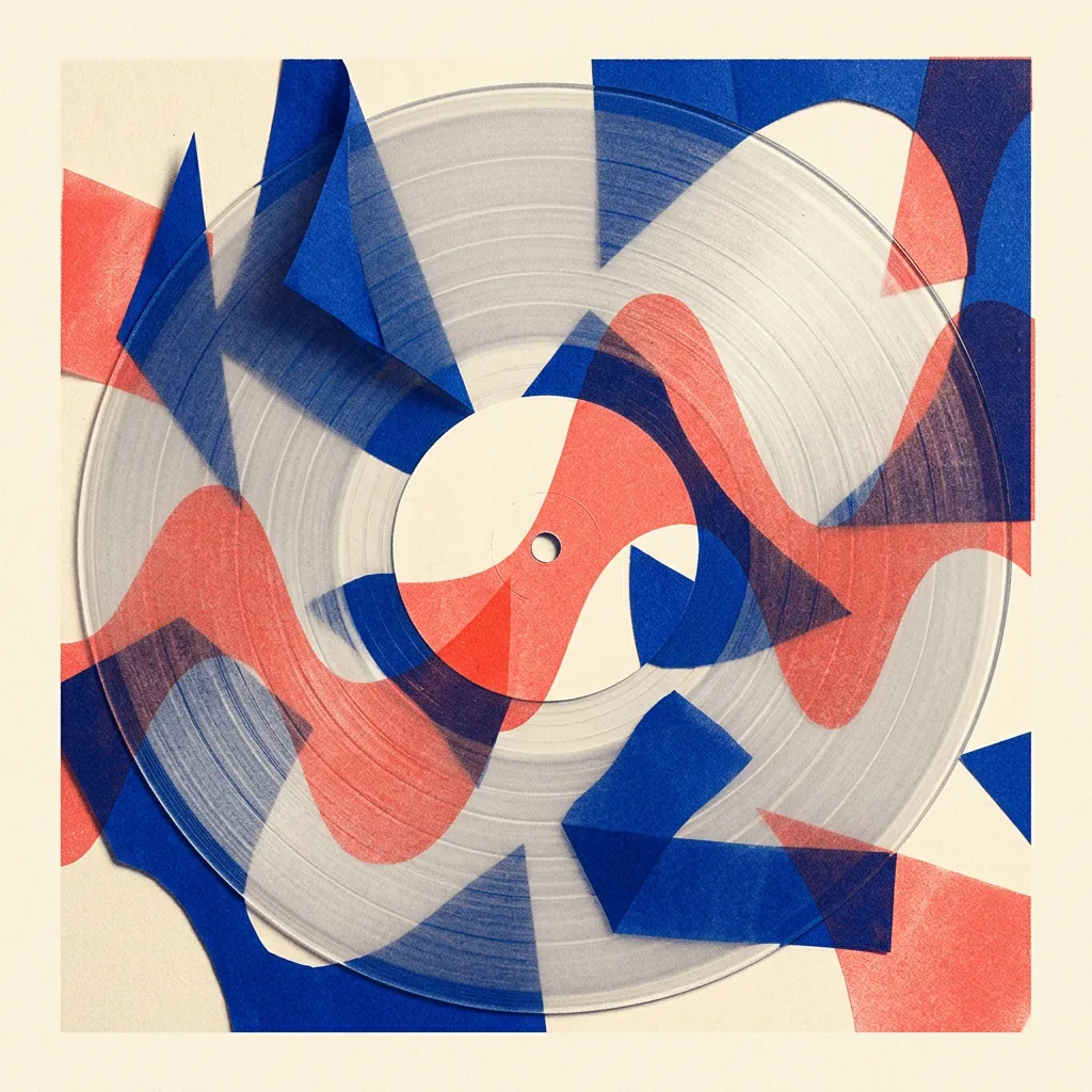 Abstract coral and cobalt album artwork representing a custom human-written song